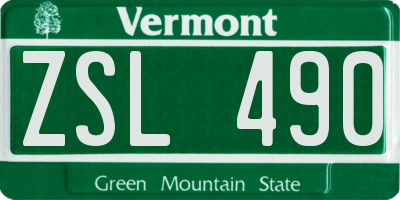 VT license plate ZSL490