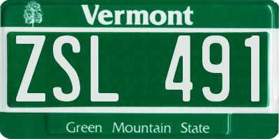 VT license plate ZSL491