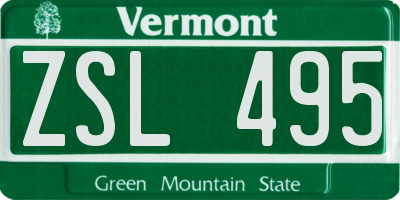 VT license plate ZSL495