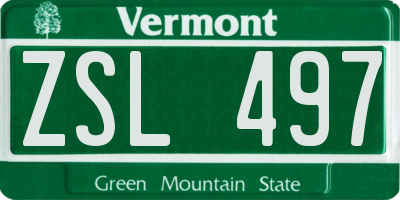 VT license plate ZSL497