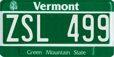 VT license plate ZSL499