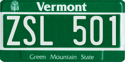 VT license plate ZSL501