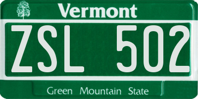 VT license plate ZSL502