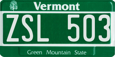 VT license plate ZSL503