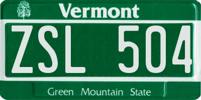 VT license plate ZSL504