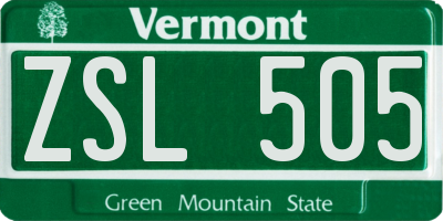 VT license plate ZSL505