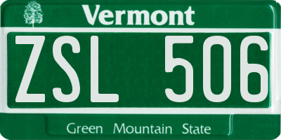 VT license plate ZSL506