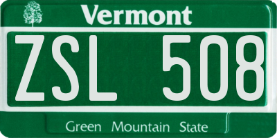 VT license plate ZSL508