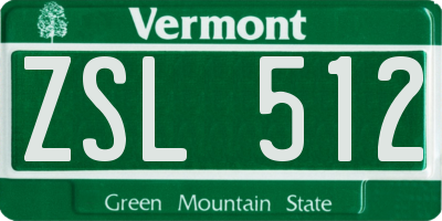 VT license plate ZSL512