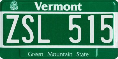 VT license plate ZSL515