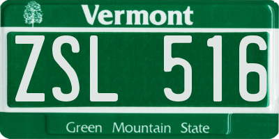 VT license plate ZSL516