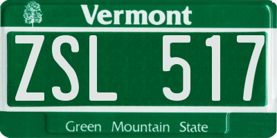 VT license plate ZSL517
