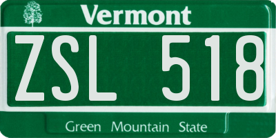 VT license plate ZSL518