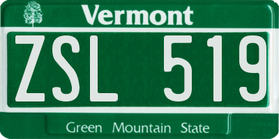VT license plate ZSL519