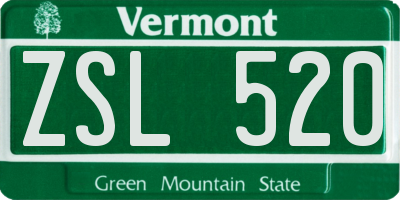 VT license plate ZSL520