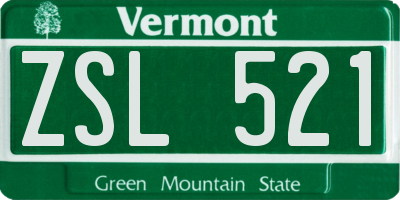 VT license plate ZSL521