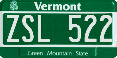 VT license plate ZSL522