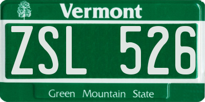 VT license plate ZSL526