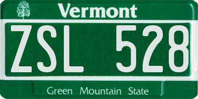 VT license plate ZSL528