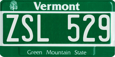 VT license plate ZSL529