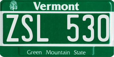 VT license plate ZSL530
