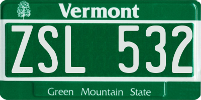 VT license plate ZSL532