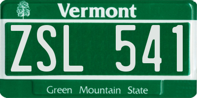 VT license plate ZSL541