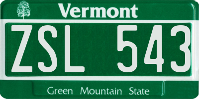 VT license plate ZSL543