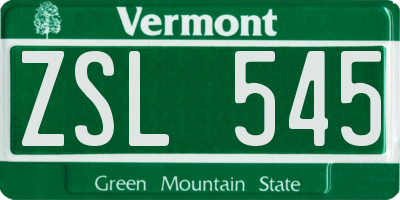 VT license plate ZSL545