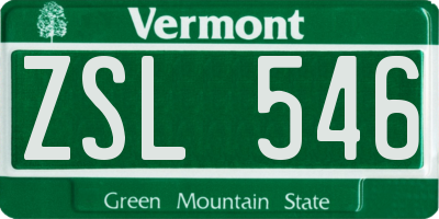 VT license plate ZSL546