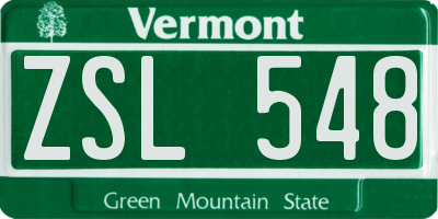 VT license plate ZSL548