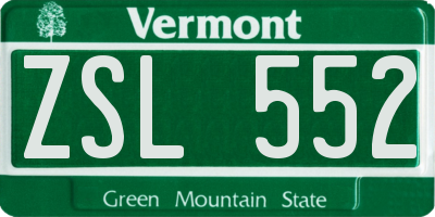 VT license plate ZSL552