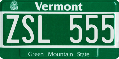 VT license plate ZSL555