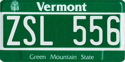 VT license plate ZSL556