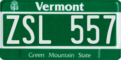 VT license plate ZSL557