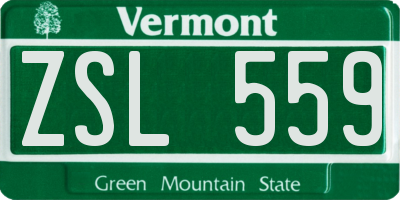 VT license plate ZSL559