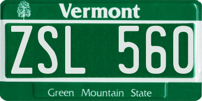 VT license plate ZSL560