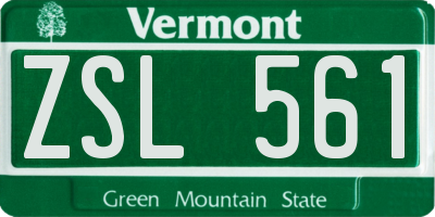 VT license plate ZSL561