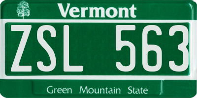 VT license plate ZSL563