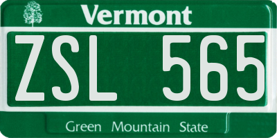 VT license plate ZSL565