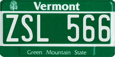 VT license plate ZSL566