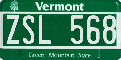 VT license plate ZSL568