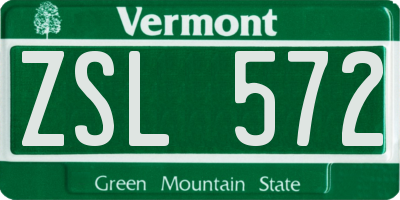 VT license plate ZSL572