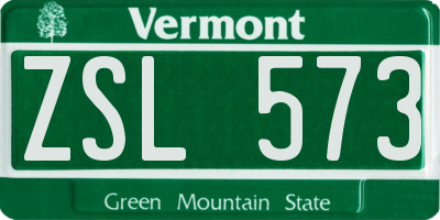 VT license plate ZSL573