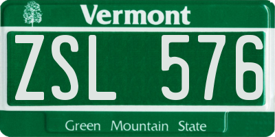VT license plate ZSL576