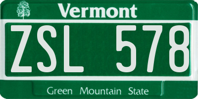 VT license plate ZSL578