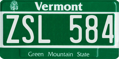 VT license plate ZSL584