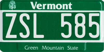 VT license plate ZSL585