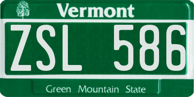 VT license plate ZSL586