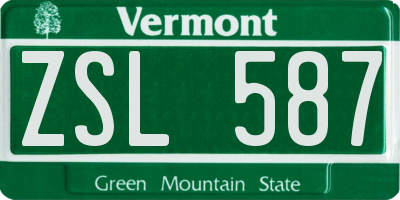 VT license plate ZSL587